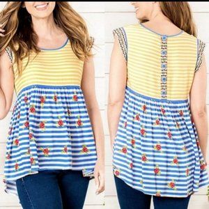 Matilda Jane Baby Doll Tank XS Yellow Blue